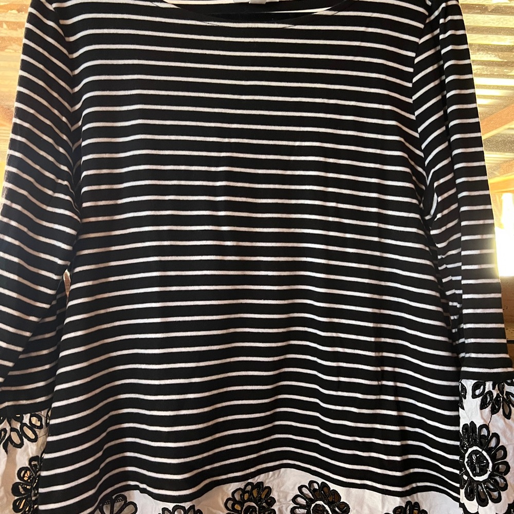 Charter Club Black and White Boxy Blouse